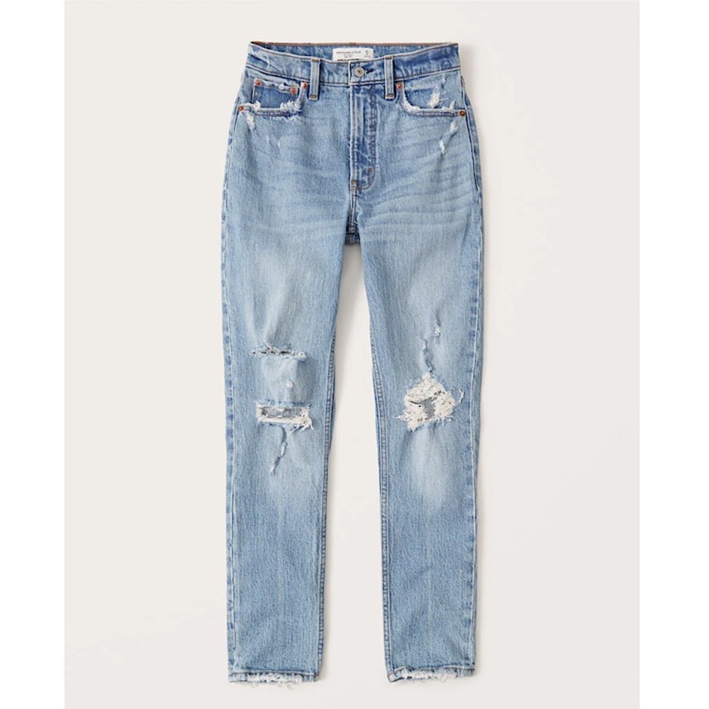 Abercrombie The Skinny Curve Love High Rise Distressed Jeans